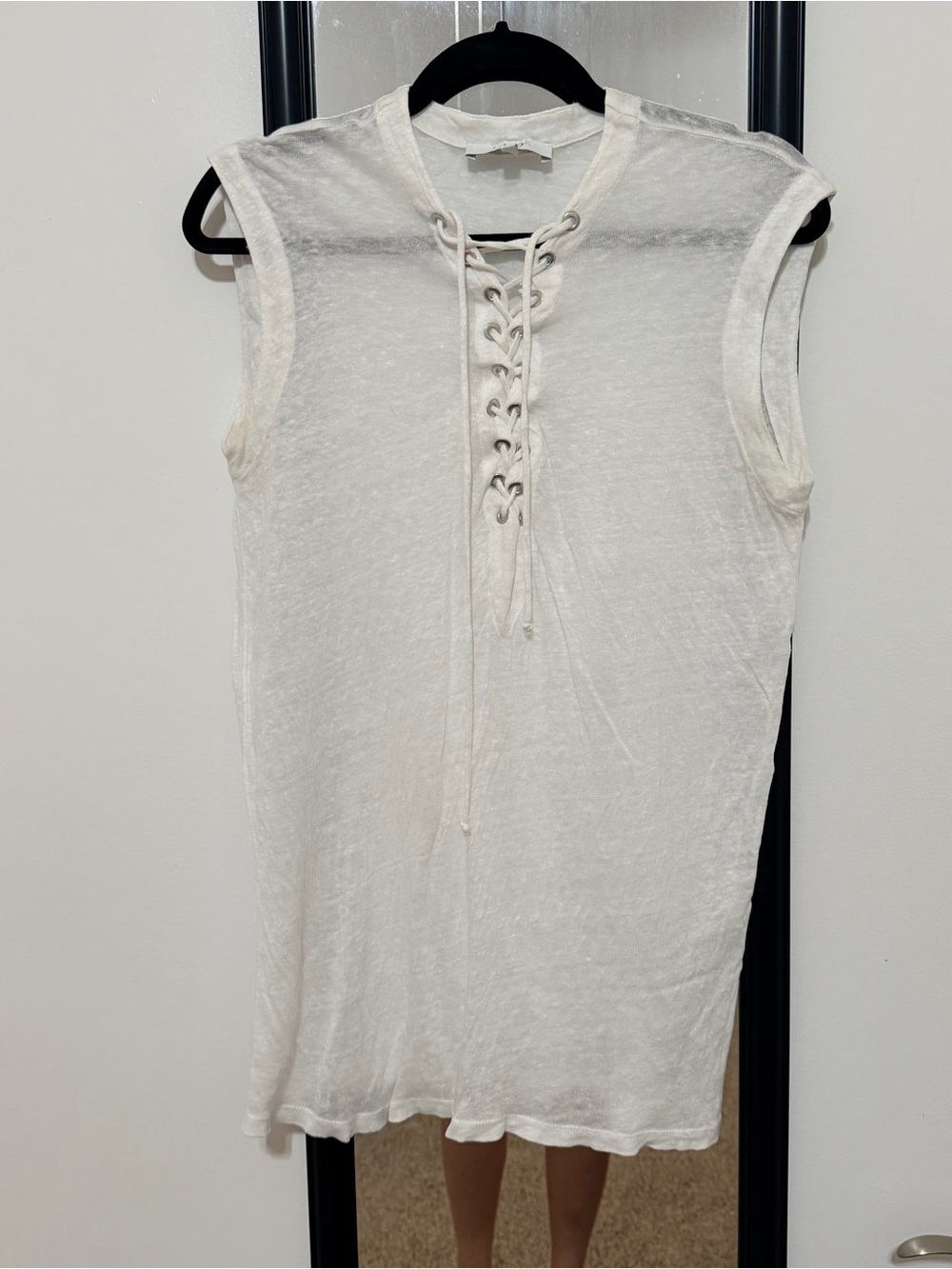 IRO Sleeveless Lace-Up White Linen Women's Top